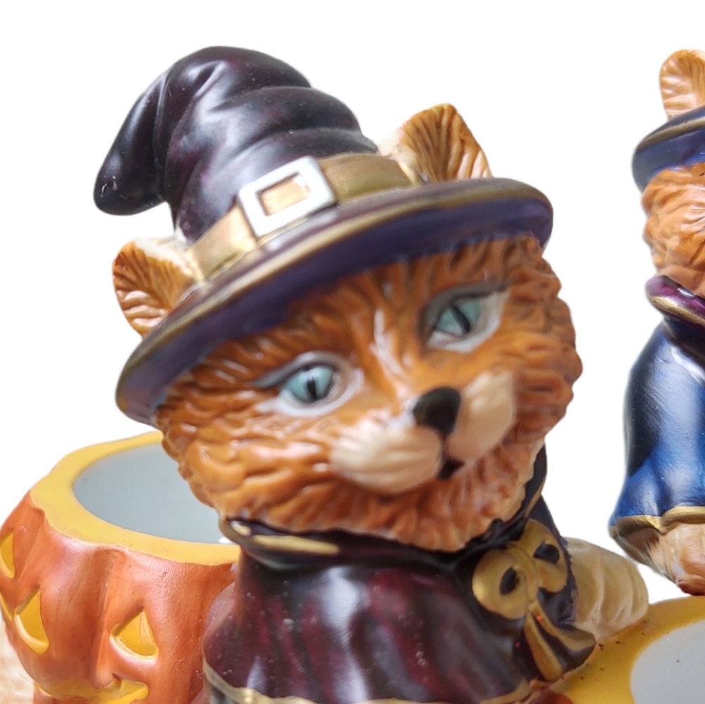 PartyLite Abracadandle Halloween Cats Tealight Candle Holder Ginger Orange Kitty - Picture 3 of 9